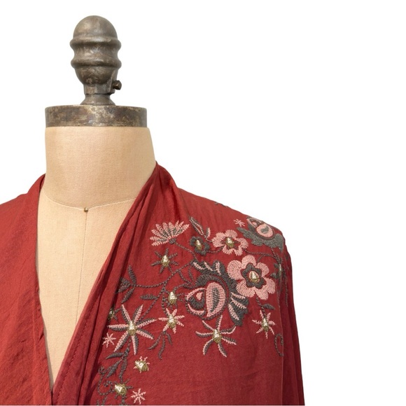 Hello Nite! Los Angeles "Silky Soft Embroidered Kimono" Loungewear - Picture 2 of 7